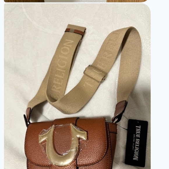 True Religion Tan Crossbody Bag with Gold Accent - Picture 3 of 4